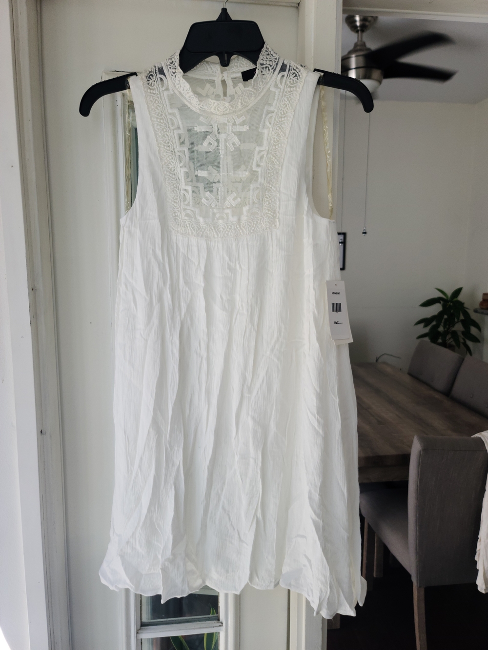 Sleeveless White Lace Yoke Summer Dress